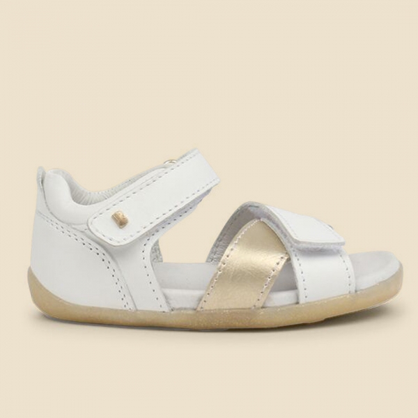 Bobux: Πέδιλο Step up Sail Sandal White & Misty Gold