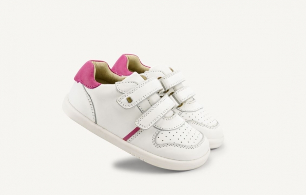 Bobux: iWalk Riley White + Pink